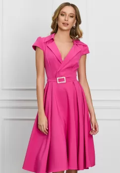 Rochie MBG fucsia cu catarama stralucitoare in talie imagine