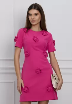 Rochie MBG fucsia cu flori 3D imagine