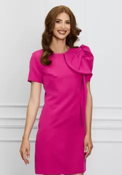 Rochie MBG fucsia cu funda maxi pe umar imagine