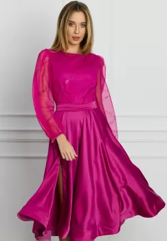 Rochie MBG fucsia cu glitter la bust imagine