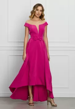 Rochie MBG fucsia lunga cu funda in talie imagine