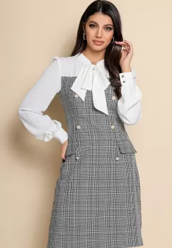 Rochie MBG gri cu carouri albe imagine