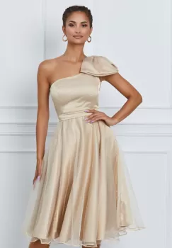 Rochie MBG ivory cu funda pe umar imagine