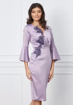 Rochie MBG lila cu broderie din margele si paiete imagine