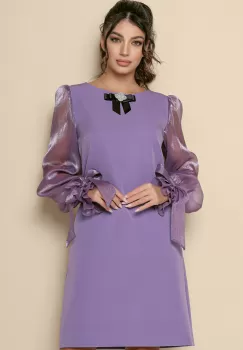 Rochie MBG lila cu maneci din organza imagine