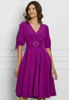 Rochie MBG magenta clos cu catarama in talie imagine