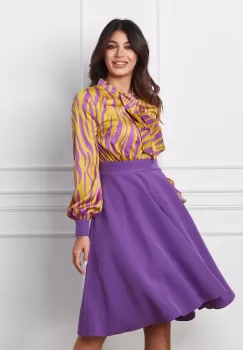 Rochie MBG mov cu imprimeu verde lime la bust imagine