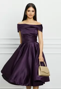 Rochie MBG mov din tafta cu umeri goi imagine