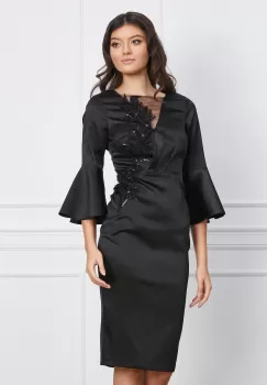 Rochie MBG neagra cu broderie din margele si paiete imagine