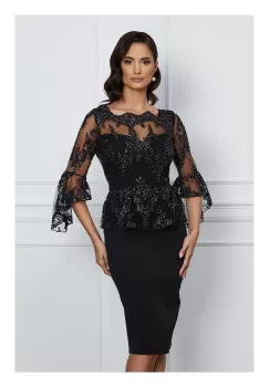Rochie MBG neagra cu dantela si sclipici la bust imagine