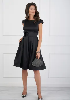 Rochie MBG neagra cu flori in talie imagine