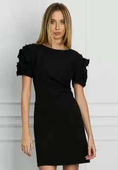 Rochie MBG neagra cu flori maxi pe maneci imagine