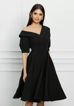 Rochie MBG neagra cu rever la bust imagine