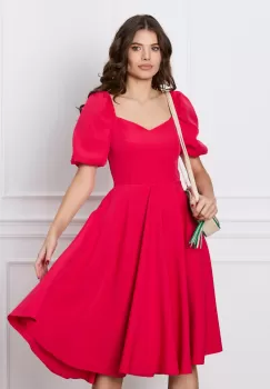 Rochie MBG rosu zmeura cu elastic la umeri imagine