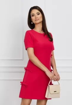 Rochie MBG rosu zmeura cu funde pe laterale imagine