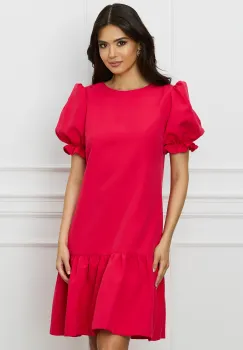 Rochie MBG rosu zmeura cu volan la baza imagine