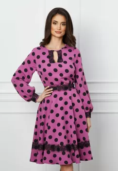 Rochie MBG roz cu buline si dantela imagine