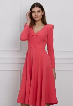 Rochie MBG roz zmeura cu nasturi pe bust imagine