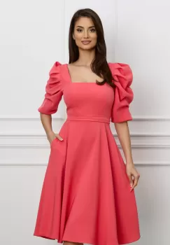 Rochie MBG roz zmeura cu umeri bufanti imagine