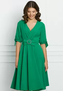 Rochie MBG verde clos cu catarama in talie imagine