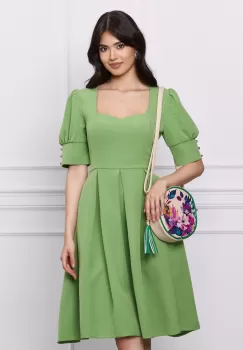 Rochie MBG verde clos cu pliuri si buzunare imagine