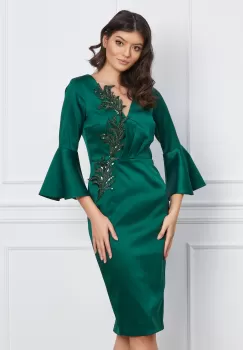 Rochie MBG verde cu broderie din margele si paiete imagine