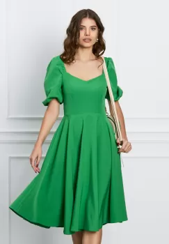 Rochie MBG verde cu elastic la umeri imagine