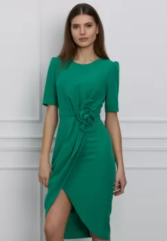 Rochie MBG verde cu floare 3D in talie imagine