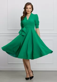 Rochie MBG verde cu funda in talie imagine