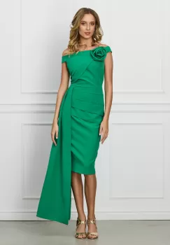 Rochie MBG verde cu peplum in talie imagine