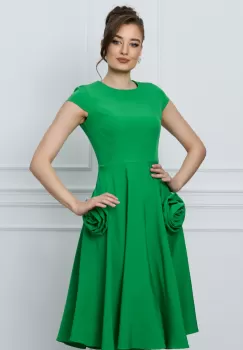 Rochie MBG verde cu trandafiri la buzunare imagine