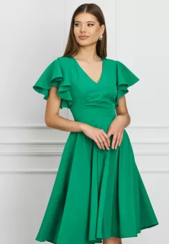 Rochie MBG verde cu volane la maneci imagine