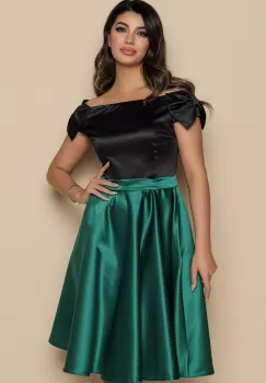 Rochie MBG verde din tafta cu bust negru imagine