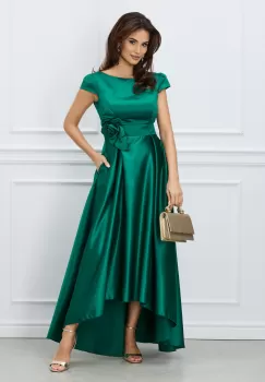 Rochie MBG verde lunga cu floare in talie imagine