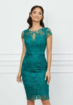Rochie MBG verde midi din dantela imagine