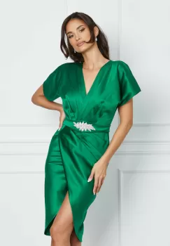 Rochie MBG verde petrecuta cu aplicatie in talie imagine