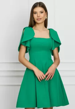 Rochie MBG verde scurta cu volane la maneci imagine