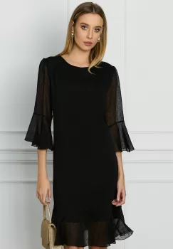 Rochie Melisa neagra cu insertii din fir lurex imagine