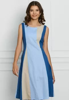 Rochie Miruna bleu cu imprimeu albastru si bej imagine