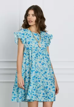 Rochie Miruna bleu cu imprimeu floral imagine