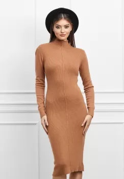 Rochie Miruna maro din tricot reiat imagine