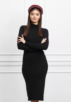 Rochie Miruna neagra din tricot reiat imagine