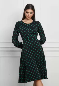 Rochie Mirunea neagra cu buline verzi imagine