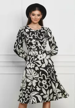 Rochie Mirunea neagra cu imprimeu ivory imagine