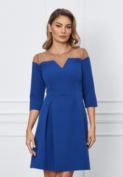 Rochie Moze albastra cu tull si buline la bust imagine