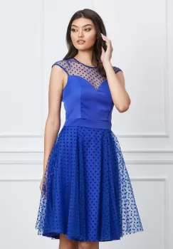 Rochie Moze albastra din tull cu buline imagine