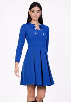 Rochie Moze albastra scurta cu nasturi la bust imagine