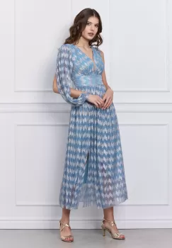 Rochie Moze bleu cu detalii argintii imagine