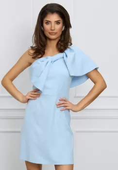 Rochie Moze bleu cu funda maxi pe un umar imagine