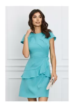 Rochie Moze bleu cu volane pe bust si fusta imagine